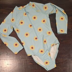 ​NWT Old Navy Girls Long-Sleeve One-Piece Swimsuit - Sunflowers - Size S (6-7)